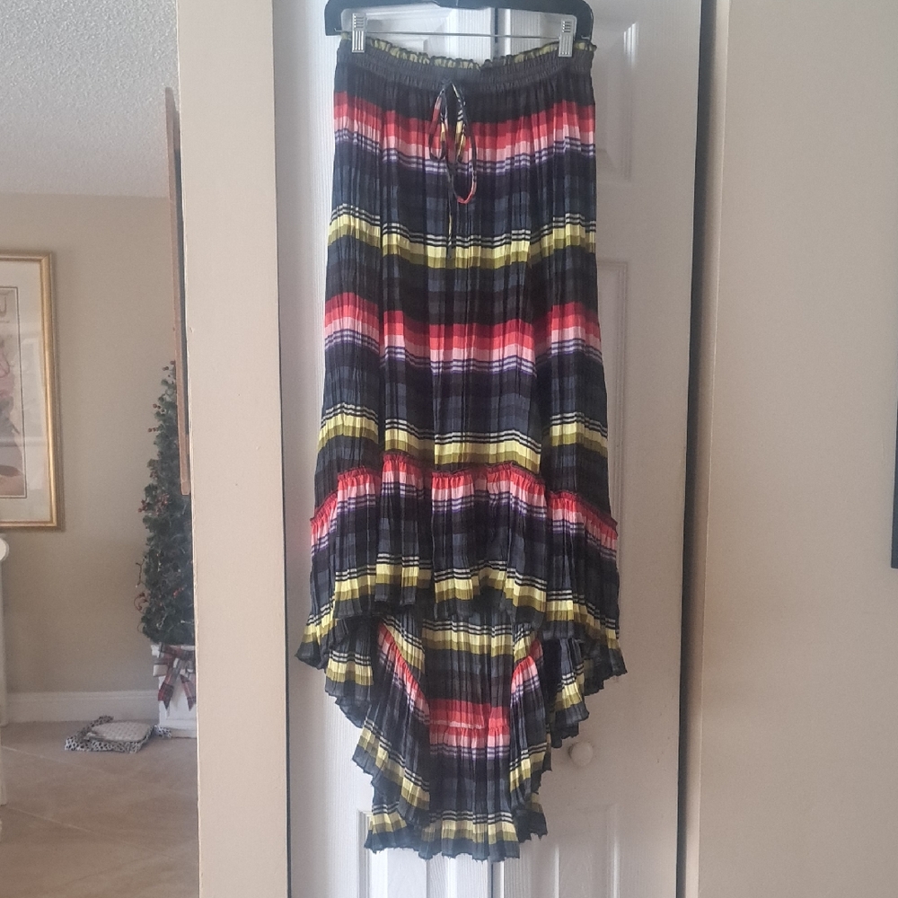 Free People Striped High Low Striped  Tiered  Maxi  Skirt Sz XS Excellent